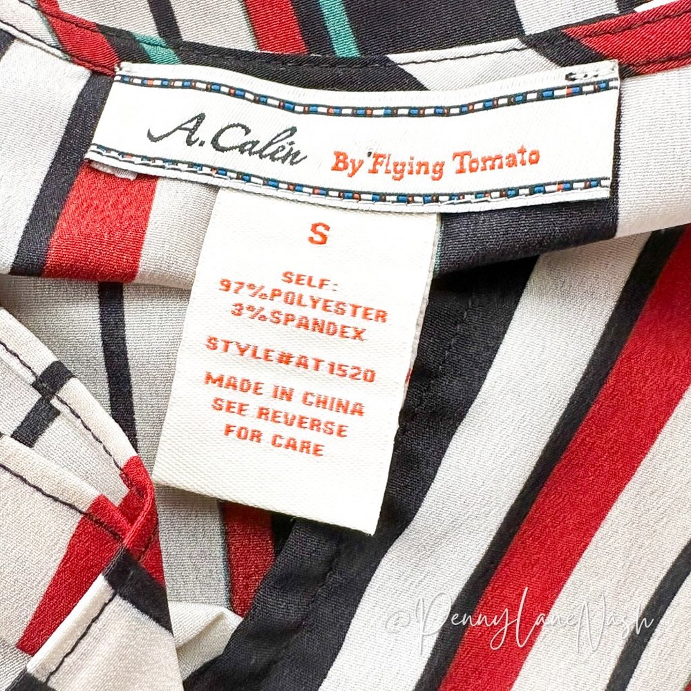 A Calin by Flying Tomato Puff Sleeve Striped Wrap Top - Picture 4 of 12